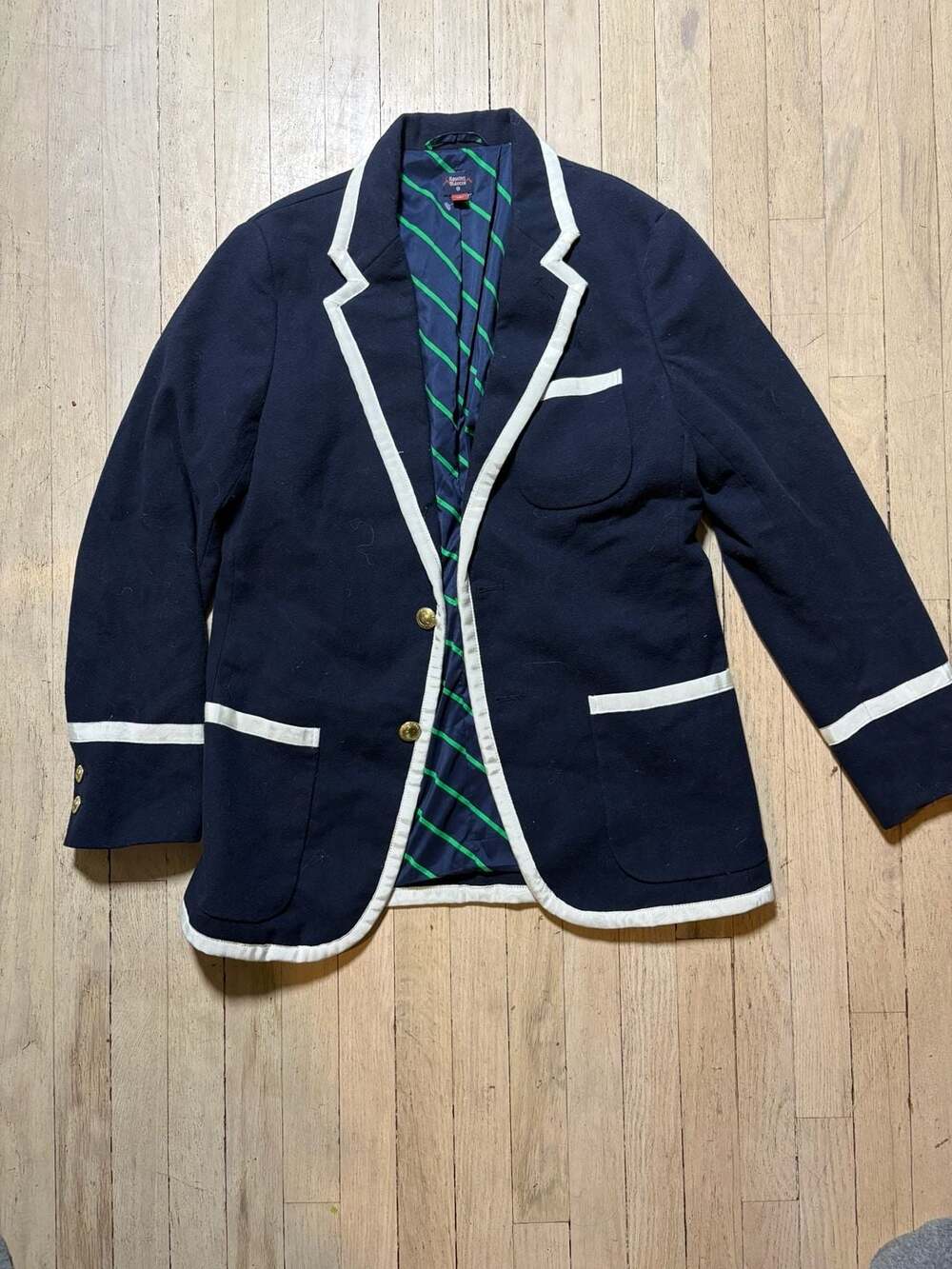 Rowing Blazers x Target Youth Navy Blue Blazer with White Piping Gold Buttons